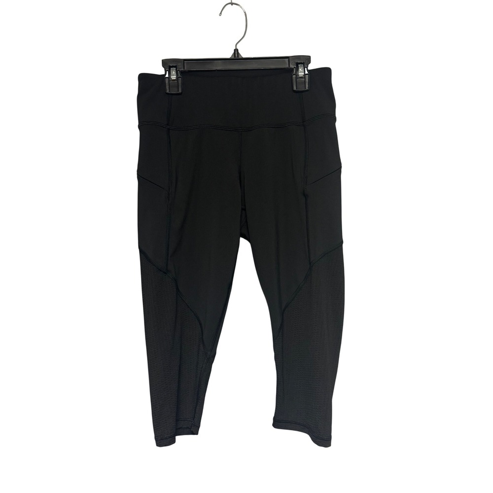 Athleta Black Mesh Panel Capris Active Leggings Workout Pants Women Size S
